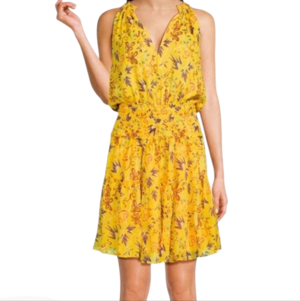 ALC Silk Mini Gold Floral Dress...Size 4